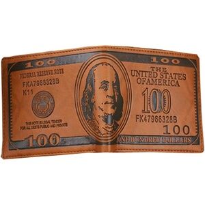 NEW Mens Wallet $100 Dollar Bifold Card Holder Slots Faux Leather